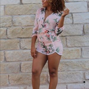 Charlotte Russe Pretty pink floral romper